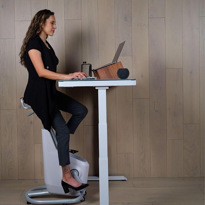 LifeSpan Fitness SDG Electric Glass Standing Desk with Liquid Chalk Mark | 24 x 46 Standing Frame Height Adjustable Sit Stand Desk for Home Office and Ergononic Workstations (White)