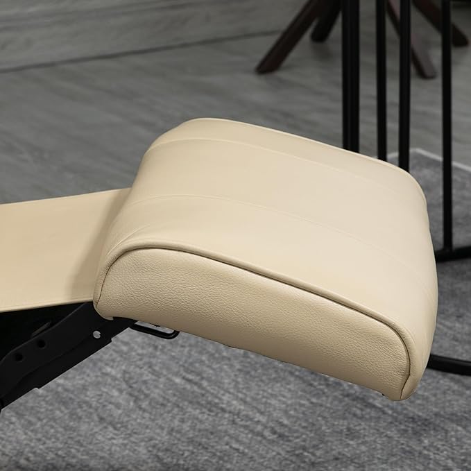 HOMCOM Faux Leather Manual Recliner Adjustable Swivel Lounge Chair with Footrest Armrest and Wrapped Wood Base for Living Room Cream White