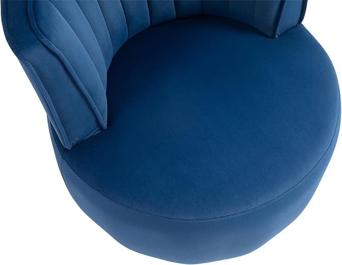 360 Swivel Barrel Chair Velvet Modern Accent Chair Upholstered Mid Century Comfy Arm Chair Round Sherpa Side Chair for Nursery Living Room Bedroom Office Waiting Room Blue