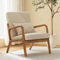 Accent Chair Mid Century Modern Armchair with Lumbar Support Pillow Wood Legs PU Leather Upholstered Lounge Chairs Comfy High Back Cushion for Living Room Bedroom
