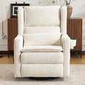 Swivel Rocker Recliner for Adults Glider Recliner Nursery Chair with Adjustable Headrest Manual Rocker Recliner with Cup Holder and Side Pockets White