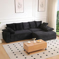 108 Oversized Sectional Sofa Modular Deep Seat Sofa Couch with Storage Ottoman Comfy Upholstered Cloud Couches Modern L-Shaped Corduroy Sofa Chaise with 8 Pillows for Living Room Apartment Black