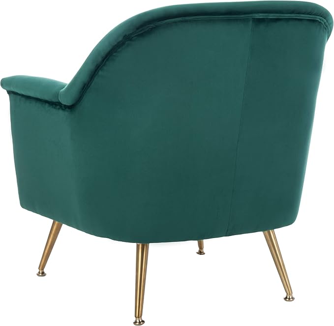 Safavieh Home Brienne Retro Glam Emerald Green Velvet and Brass Arm Chair