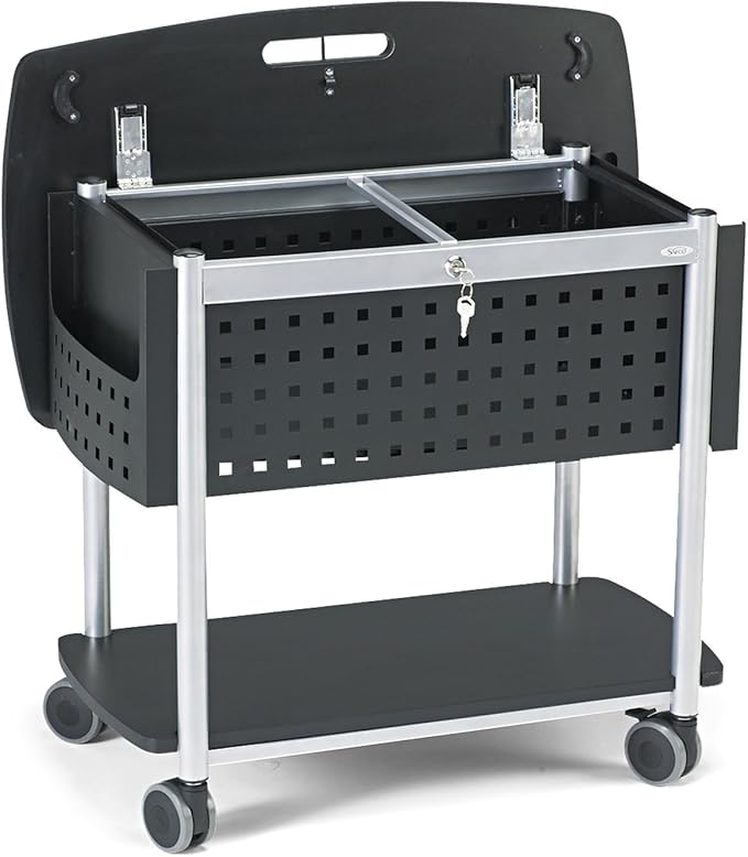Safco Scoot Mobile File Cart with Work Surface Fits Letter and Legal-Size Hanging Folders Includes a Locking Lid &amp Key