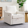 30 White Oversized Swivel Barrel Accent Chair with USB Charging &amp Under-Seat Storage360° Rotating Comfy Reading Arm Chair with Chenille Upholstered for NurseryLiving Room &amp Office(White)