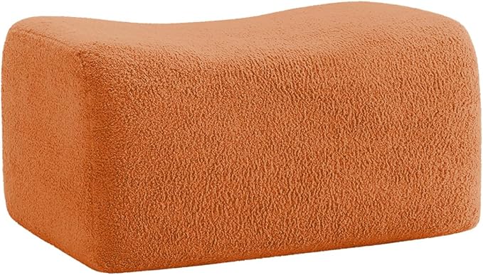 Orange Teddy Fabric Cloud Ottoman Modern Boneless Modular Footstool in a Box for Living Room Comfortable Deep Seat Design No Assembly Required Sofas para Sala