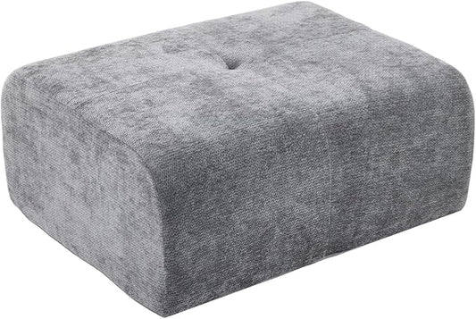 Large Ottoman 37 Inch Rectangle Footrest for Couch with Memory Foam and Chenille Upholstered Plush Floor Seating and Coffee Table for Living Room No Assembly Required Grey