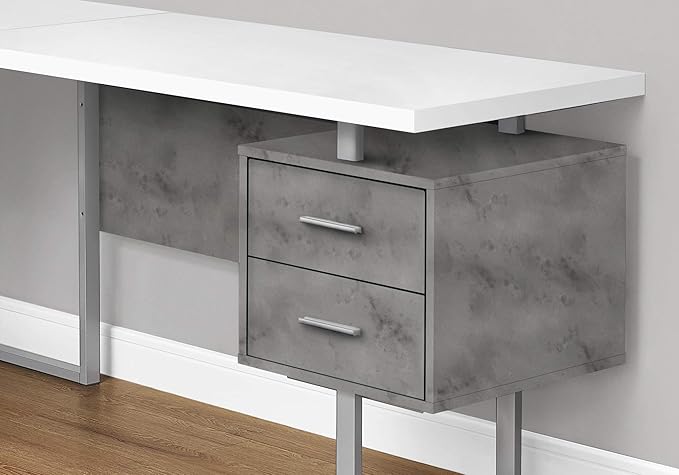 Monarch Specialties I 7618 Computer Desk Home Office Corner Left Right Set-up Storage Drawers 70 L L Shape Work Laptop Metal Laminate Grey White