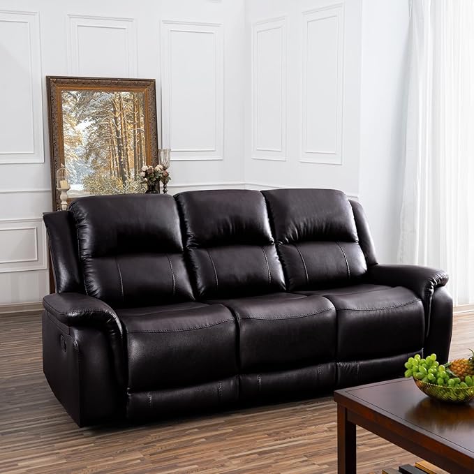 Naomi Home Katie Espresso Faux Leather Oversized Sofa Chaise Ultimate Comfort for Home Theater &amp Luxe Lounging Plush Cushioning Easy Assembly