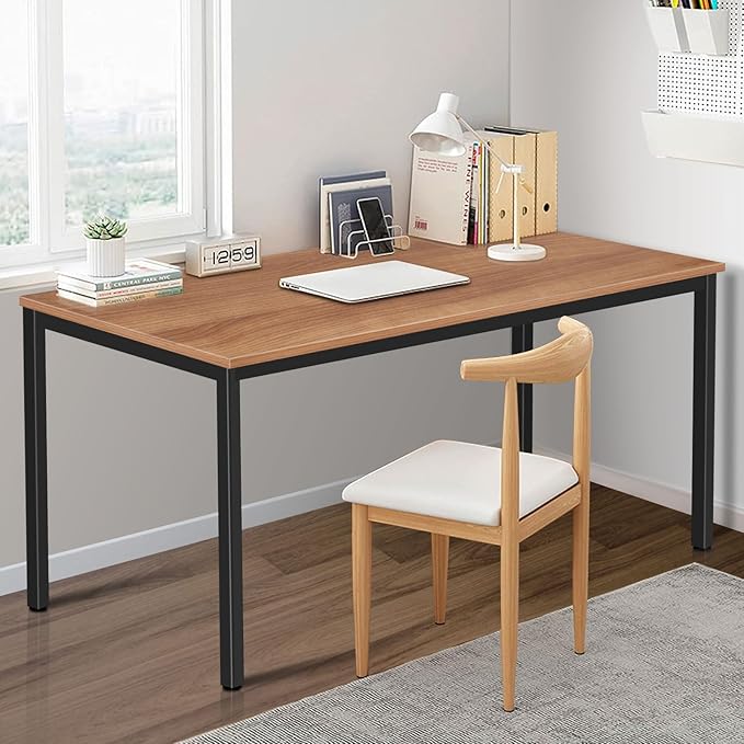 Large Table 24x55 inches Writing Computer Desk Modern Simple Study Desk Industrial Style Laptop Table for Home Office Brown Notebook Desk