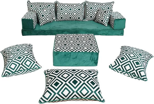 arabicsofa Handmade Turkish Floor Sofa with Backrest Pillows – Arabic Diwan Floor Cushions for Living Room