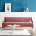Modway Concur Mid-Century Modern Upholstered Velvet Sofa In Dusty Rose