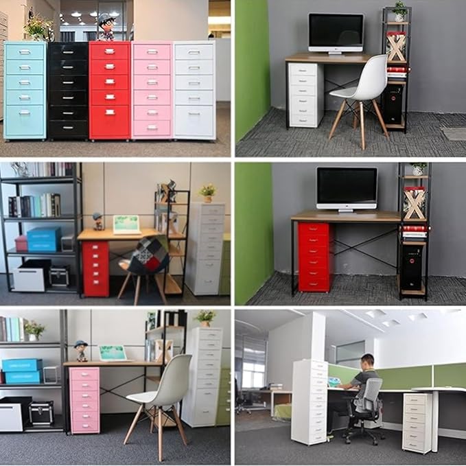 Aimeryup Metal 5-Tier File Cabinet Clip with Wheel Drawer Storage Desk Cabinet Office Study Bedside 41X28X69CM(Size:28X41X69CMColor:A)