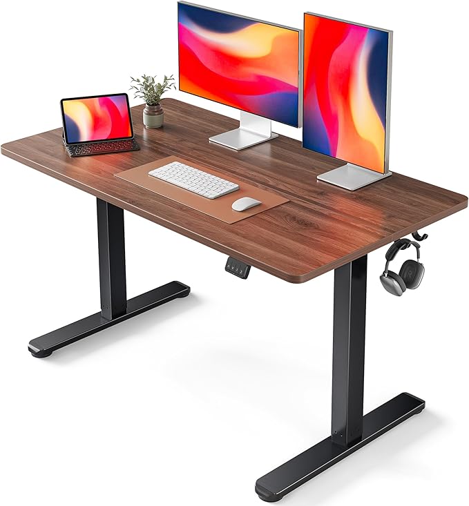 FEZIBO Electric Standing Desk 48 x 24 Inches Height Adjustable Stand up Desk Sit Stand Home Office Desk Computer Desk Black Walnut