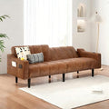 80'' Futon Sofa BedFaux Leather Futon Sleeper Sofa Convertible Loveseat with Adjustable Sofa BackrestModern Couches for Living Room Bedroom Apartment Office (Dark Brown)