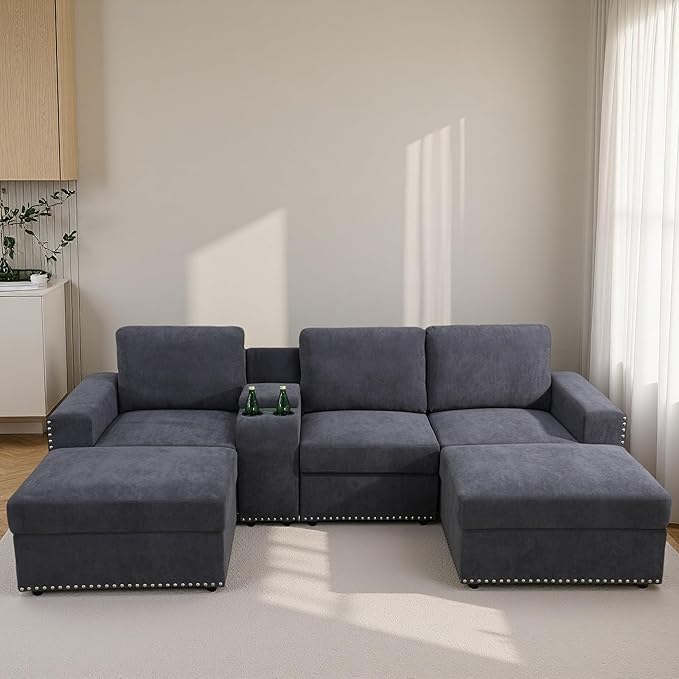 L Shaped Couch Sectional Couches for Living Room Comfy Modular Sectional Sofa with Ottoman Modern Living Room Furniture Sets Loveseat for Bedroom &amp Office Grey