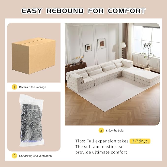 KEIKI 2Seat Modular Velvet Sofa Couch with Chaise Memory Foam for Modern Home Small Space Style Conscious Minimalists Warm Inviting Comfy Supportive Rest Space Elegant Premium Design White
