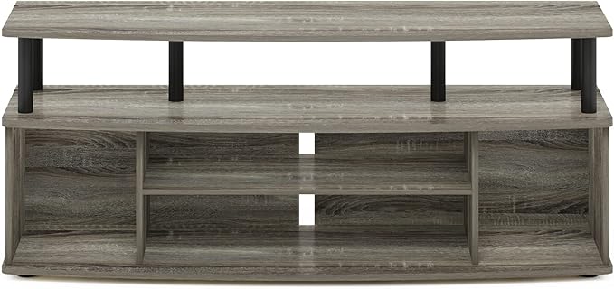 Furinno Jaya Large Entertainment Center Hold up to 55-in TV Inch French Oak/Black