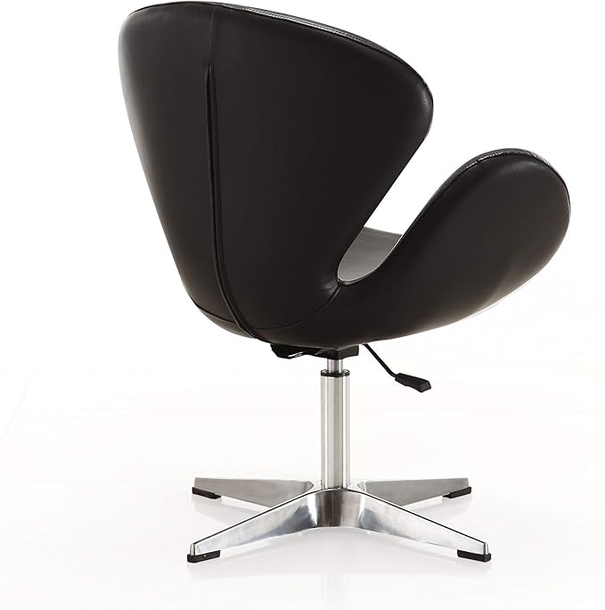 Manhattan Comfort Raspberry Adjustable Swivel Accent Chair with 360° Turn Polished Chrome Base Modern Retro Design Versatile Seat Ideal for Any Room Set of 1 Black