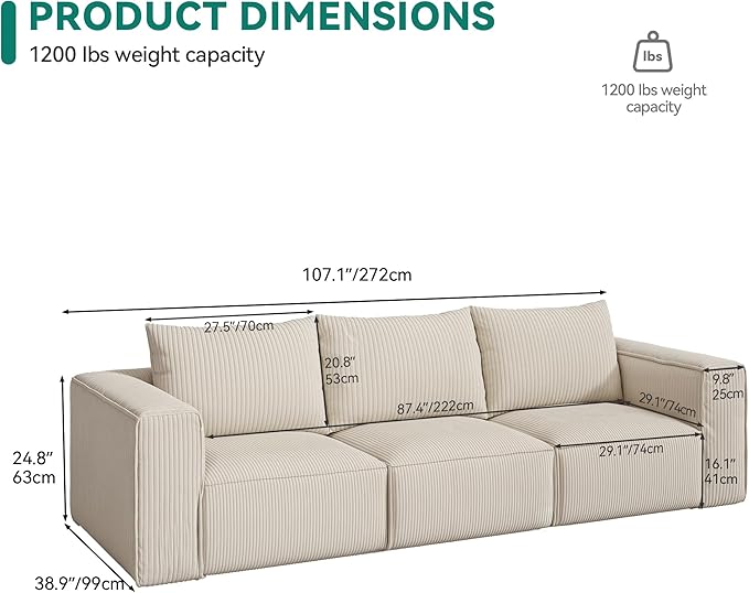 YITAHOME Cloud Sectional Couch Boneless Couch Sofa Sectional Couches for Living Room