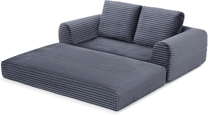 Foldable Boneless Love Seat Couches in a Box Modern Floor Foam Sleeper Sofa Bed 2-in-1 Convertible Cloud Sofa for Home Apartments Bedroom