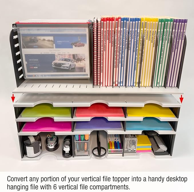 Ultimate Office TierDrop Desktop Organizer – 8 Slot Vertical File Organizer with Adjustable Dividers