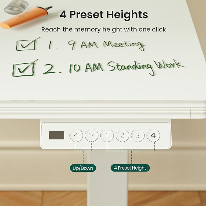 FEZIBO 55x24 inchs Electric Standing Desk - One-Piece Glass Top Height Adjustable Workstation with 4 Memory Presets Ergonomic Sit-to-Stand Table for Home Office &amp Gaming