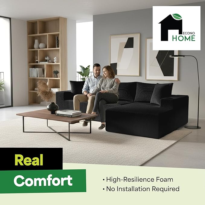 EconoHome Boneless Cloud Sectional Sofa - Plush Deep Seat L-Shaped Couch for Relaxing &amp Entertaining Durable Construction &amp Easy Assembly Perfect Addition to Any Living Room