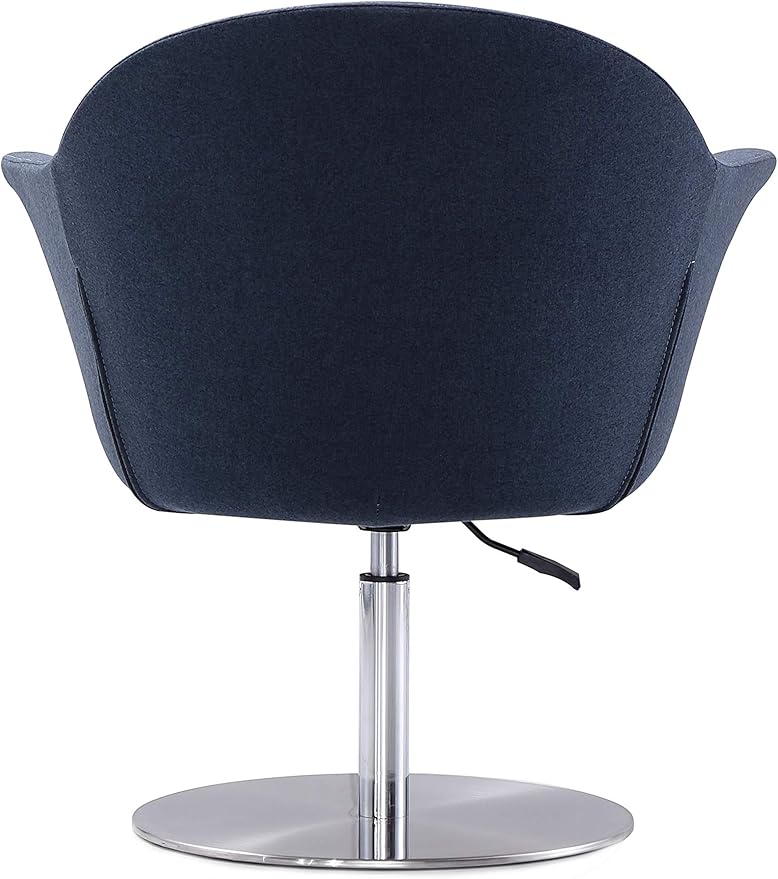 Manhattan Comfort Voyager Adjustable Swivel Accent Chair Set of 2 with 360° Turn Mid-Century Modern Design Woven Upholstery and Removable Cushion Ideal for Living Room or Home Office Smokey Blue