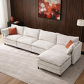 108 U Shaped Couch Comfy Cloud Modular Sectional Sofa with Movable Ottoman Deep Seat Chenille Modern Cloud Sofa Sectional Couches for Living Room Apartment (Beige 4 Seater with 1 Ottoman)
