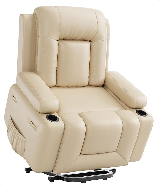 GarveeHome Power Lift Recliner Chair - Heat and Massage Faux PU Electric Lift Recliner Chair for The Elderly Adjustable Back and Legs Designed for The Elderly and People with Mobility impaired