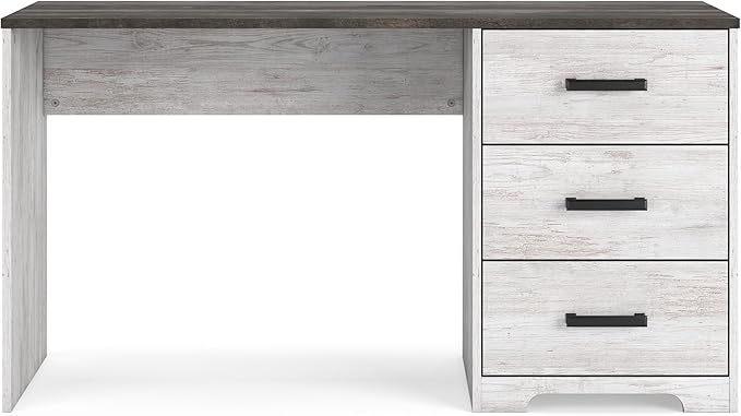 Signature Design by Ashley Shawburn Farmhouse 3-Drawer 54 Home Office Desk White &amp Gray