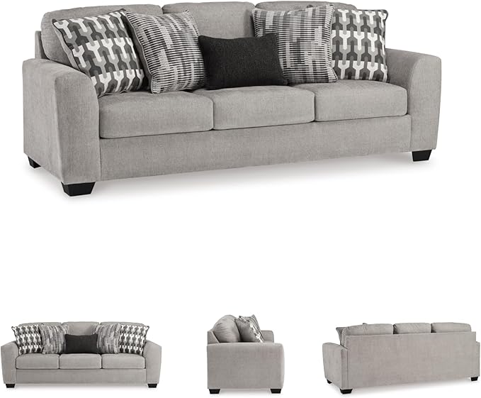 Signature Design by Ashley Avenal Park Casual Sofa with 5 Toss Pillows Light Gray