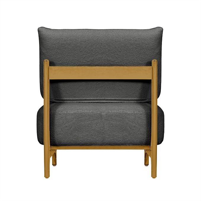 Modern Living Room Accent Chair Teddy Fleece Solid Rubberwood Frame Contemporary Lounge Seating for Reading Corner (Black)