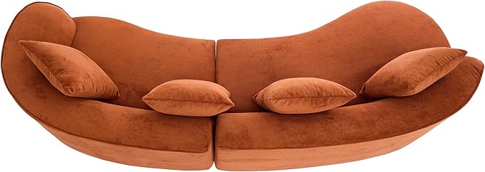 Christopher Knight Home Braebt 126 Modular Sofa with 4 Throw Pillows Curved 5-Seater Large Sofa Couches Comfy Upholstered Sectional Cloud Couch for Living Room No Assembly Required Dark Orange