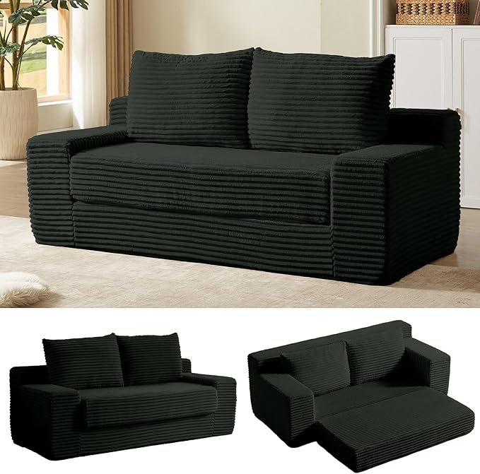 70.87 Loveseat Sofa Comfy Deep Seat Sofa Bed Modern Small Corduroy Couch for Living Room Bedroom Apartment Home Office No Assembly Grey
