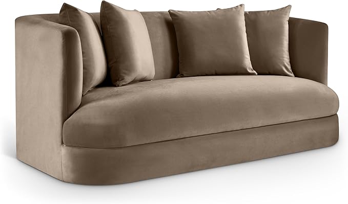 Meridian Furniture 699Taupe-L Alder Collection Modern | Contemporary Loveseat with Ultra Luxe Taupe 460 GSM Velvet Solid Wood Frame 66 W x 36 D x 30 H Taupe