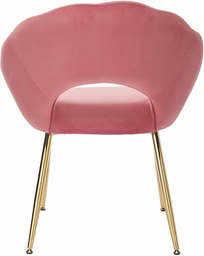 Modern Vanity Chair Living Room Chair with Gold Metal LegsVelvet Dining Chair Comfy Accent Chair for Makeup Room Waiting Room Dressing Room Bedroom Dining Room Home Office(Pink 1PCS)