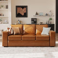 ABCASA 85 Sofa Couches for Living Room Faux Leather Sofa 3-Seater Comfy Modern Couch for Apartment OfficeBrown