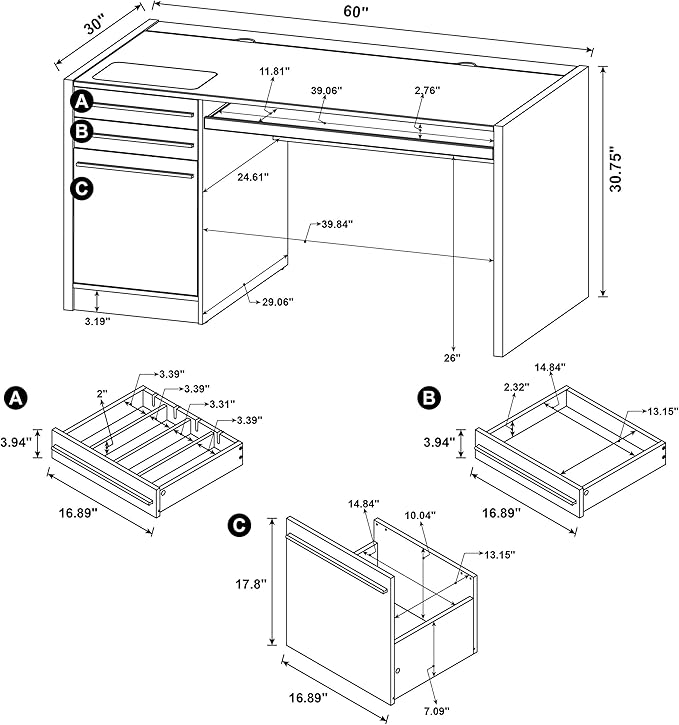 Coaster Home Furnishings - Halston - Engineered Wood - 60-Inch Office Computer Desk with 3 Drawers &amp Keyboard Drawer Smooth Top and Lift-top Standage - Home Office - Cappuccino - 800982