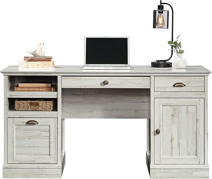 Sauder Barrister Lane Executive Desk White Plank Finish