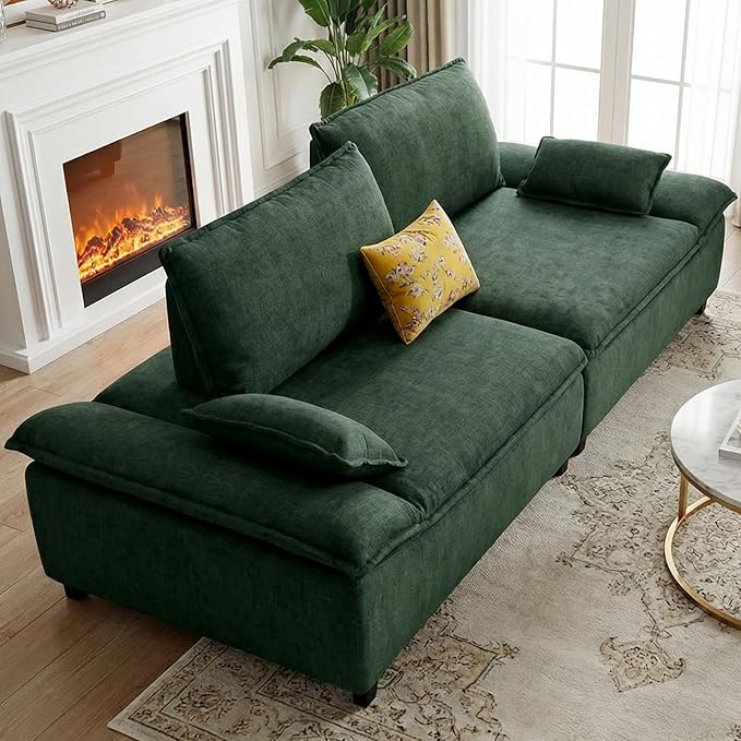 114” Oversized Sectional Sofa – Sailboat Cloud Couch with Adjustable Backrest Extra Deep &amp Wide Seats Modern Sleeper Sofa for Living Room (Green 114-inch)