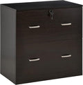 Lateral 2-Drawer File Cabinet with Lock Small Filing Cabinets Under Desk Storage Organizer for Home Office Vertical Locking Cabinet DrawersModern FurnitureBrown