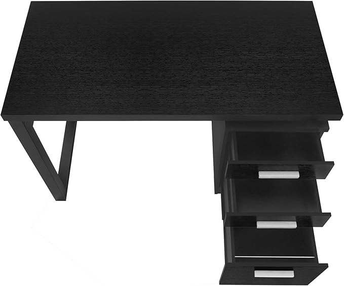 Computer Desk Home Office Laptop Left Right Set up Storage Drawers 48 l Work Black Laminate Contemporary Modern