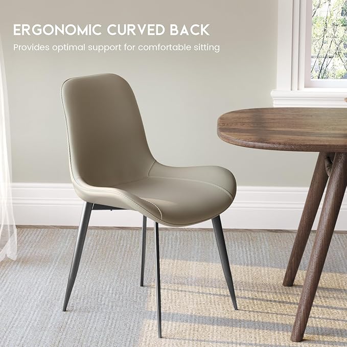 Dining Chair Set of 4 Faux Leather Accent Side Chair with Padded Back Metal Legs for Living Room for Living Room Bedroom Offices