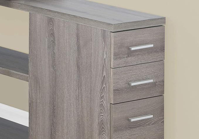Computer Desk Home Office Corner Left Right Set-up Storage Drawers L Shape Work Laptop Brown Laminate Grey Metal Contemporary Modern