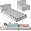 RELAX4LIFE Folding Sofa Bed Chair - 3-in-1 Convertible Couch Sleeper Floor Futon Couch w/Removable Cover &amp Full Padded Foam Fabric Guest Sleeper Chair for Living Room Study Apartment (Grey)