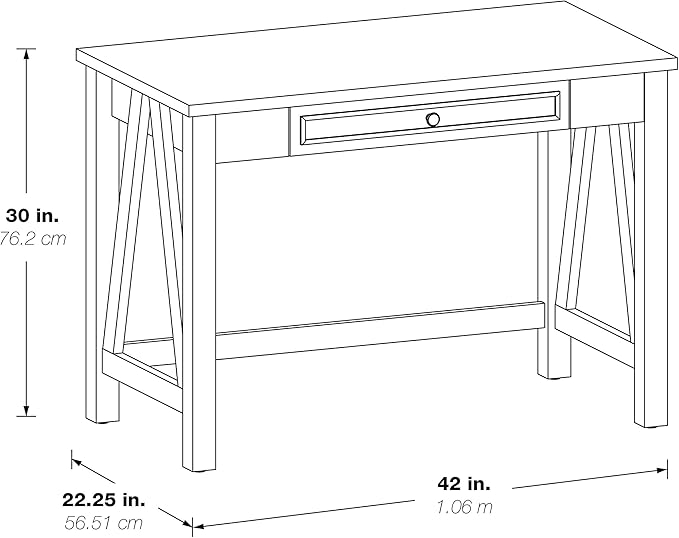 OSP Home Furnishings Braydon 42-Inch Wide Writing Desk Grey Oak