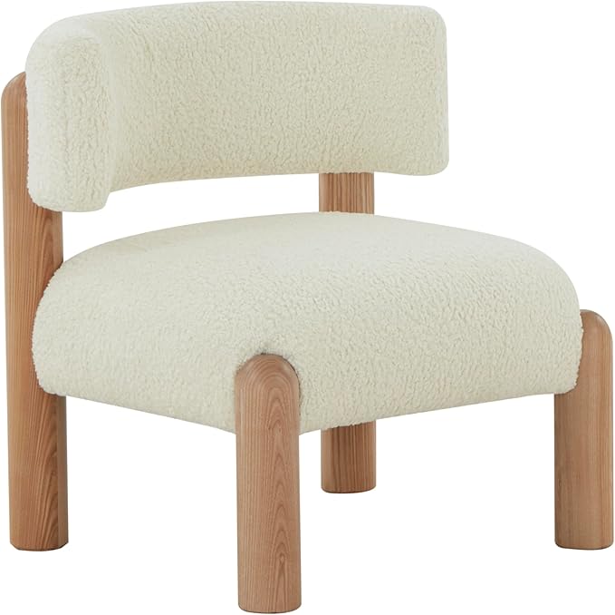 SAFAVIEH Couture Collection Rosabryna Modern Scandinavian Ivory/Natural Faux Shearling Accent Chair (Fully Assembled)