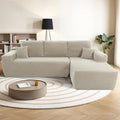 105 L-Shaped Boneless Couch Cloud Sectional Couches for Living Room Corduroy Sleeper Sofa with Chaise Modular Sectional Sofa Bed No Assembly(CamelRight)